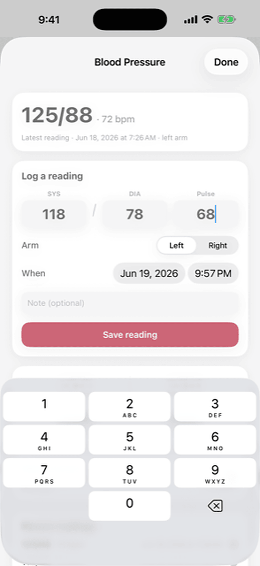 Embrace Blood pressure tracking
