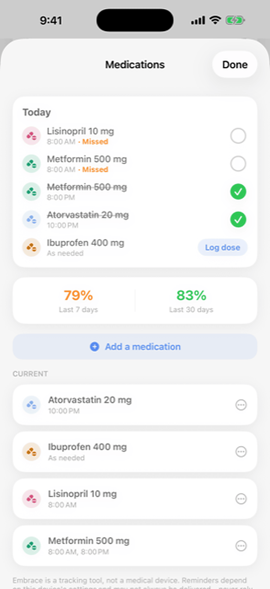 Every medication, including as-needed, in one list